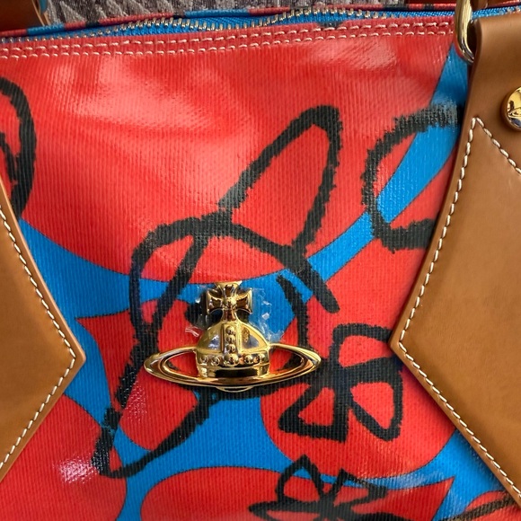 Vivienne Westwood Red and Blue Artistic Satchel - Picture 3 of 9